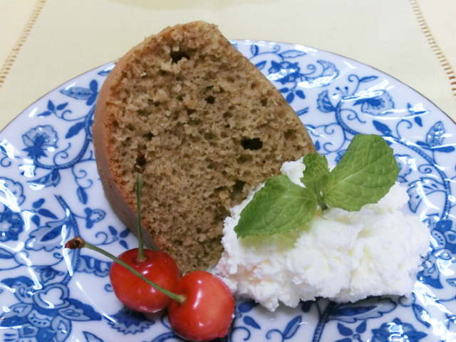 シフォンケーキ風しっとりマテ茶ケーキ♪